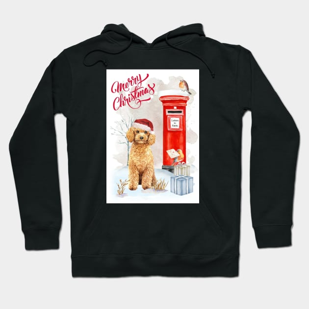 Apricot Poodle Merry Christmas Santa Dog Hoodie by Puppy Eyes